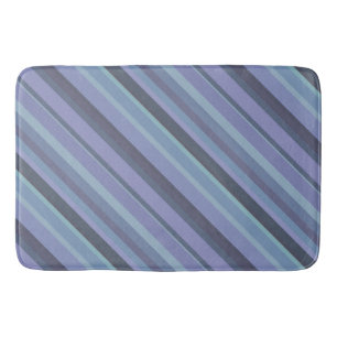 Blue-grey diagonal stripes bathroom mat