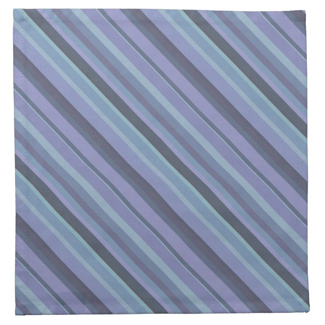 Blue-grey diagonal stripes cloth napkin (Front)