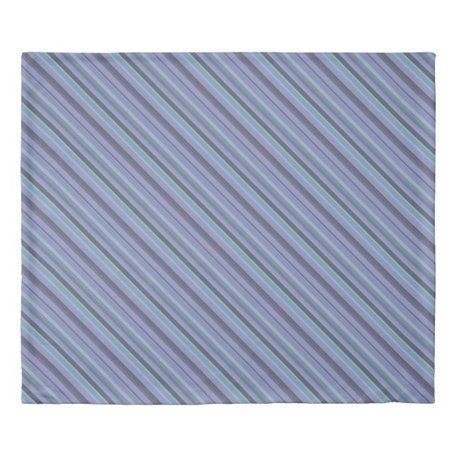 Blue-grey diagonal stripes duvet cover (Front)