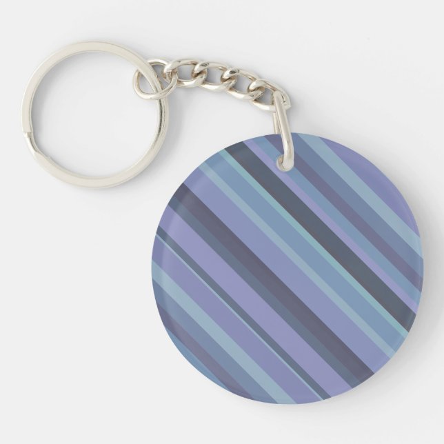 Blue-grey diagonal stripes keychain (Front)