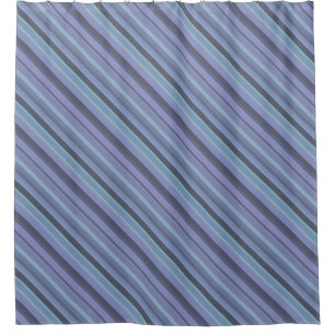 Blue-grey diagonal stripes shower curtain