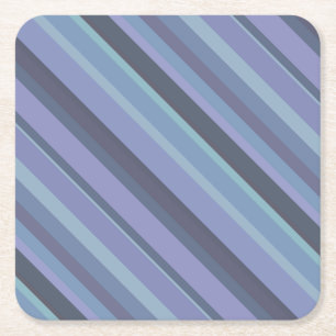 Blue-grey diagonal stripes square paper coaster