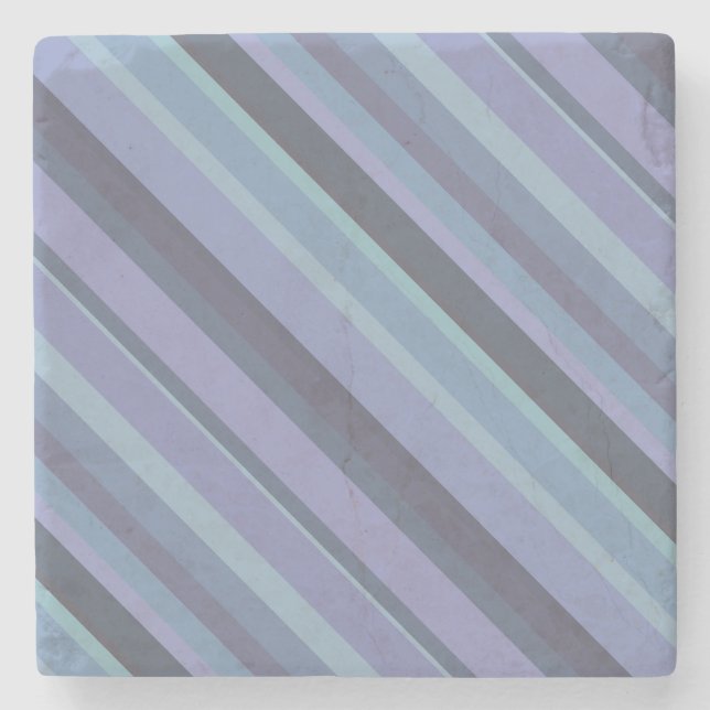 Blue-grey diagonal stripes stone coaster (Front)
