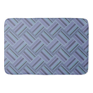 Blue-grey diagonal stripes weave pattern bathroom mat