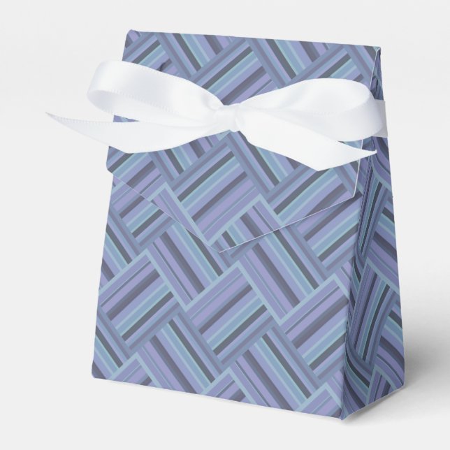 Blue-grey diagonal stripes weave pattern favor boxes (Front Side)