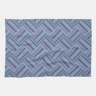 Blue-grey diagonal stripes weave pattern kitchen towel