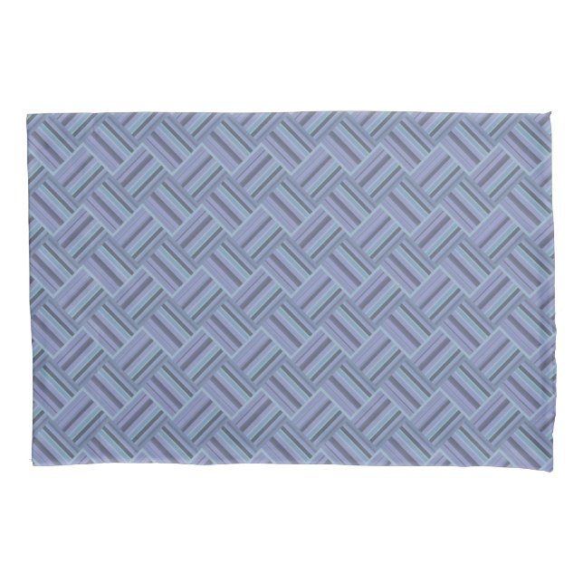 Blue-grey diagonal stripes weave pattern pillow case (Front)
