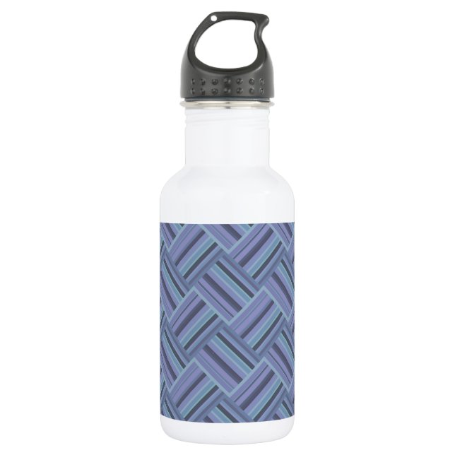 Blue-grey diagonal stripes weave pattern water bottle (Front)