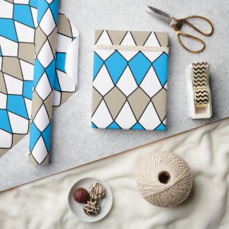 Blue Grey Diamond Pattern Birthday
