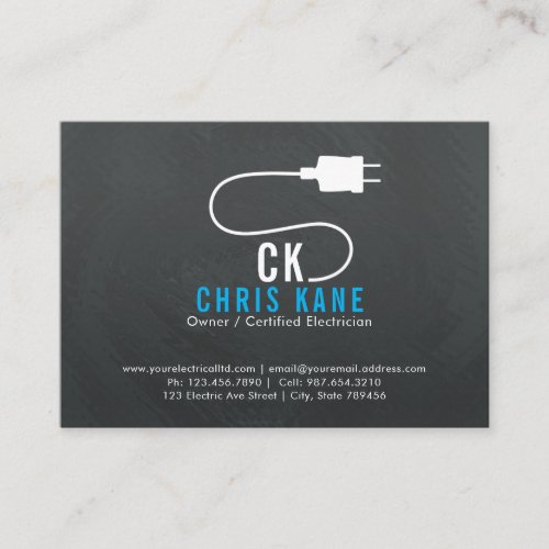 blue  grey electrician logo design business business card
