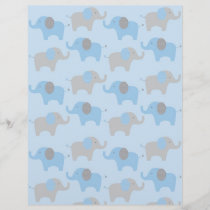 Blue Grey Elephant Baby Scrapbook Paper