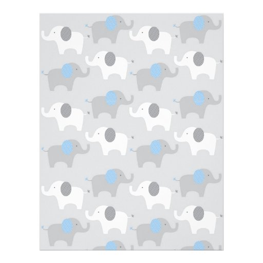 Blue Grey Elephant Baby Scrapbook Paper Letterhead | Zazzle