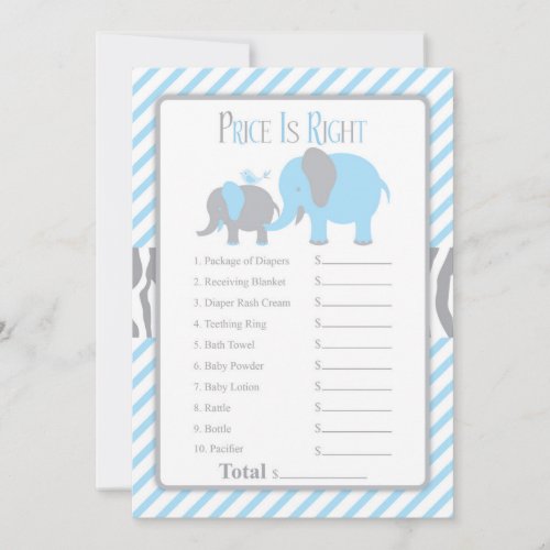 Blue  Grey Elephant Price Is Right Card