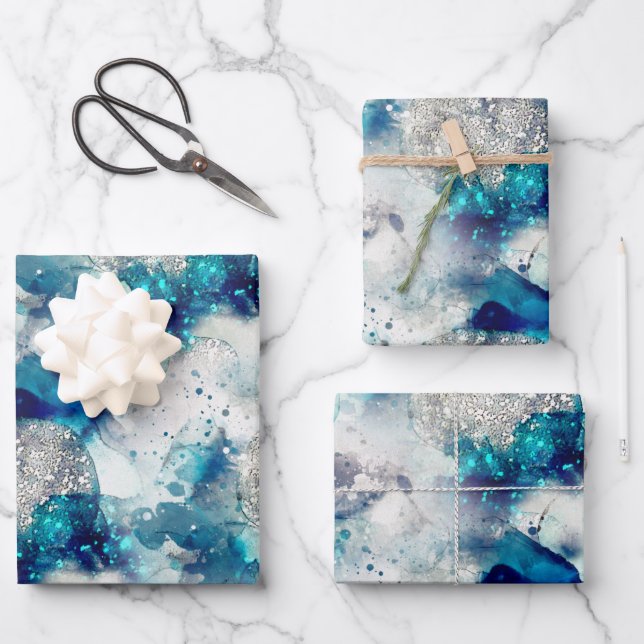 blue grey  festive texture  wrapping paper sheets (Front)