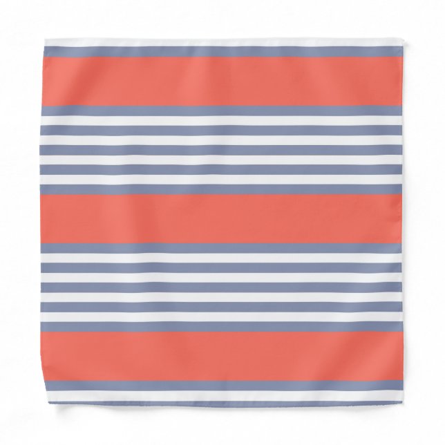 Blue-grey five stripe pattern with living coral bandana (Front)