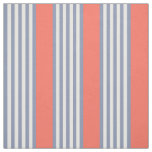 Blue-grey five stripe pattern with living coral fabric