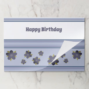 Blue Grey Floral Birthday Paper Placemats