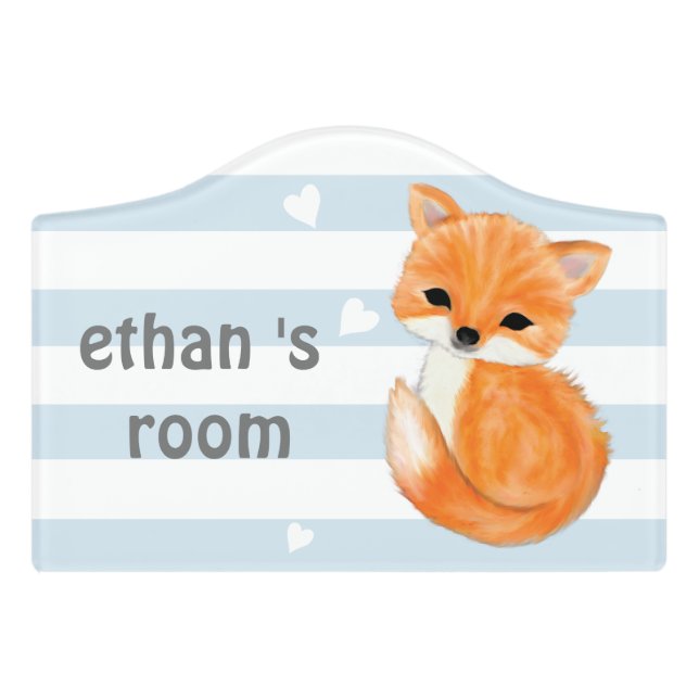 Blue Grey Fox Room Sign (Small Crest Front)