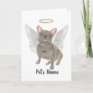 Blue Grey Frenchie Sympathy Memorial Card