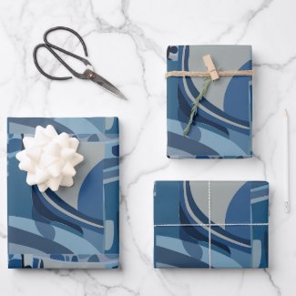 Blue Grey Geometric Abstract Pattern