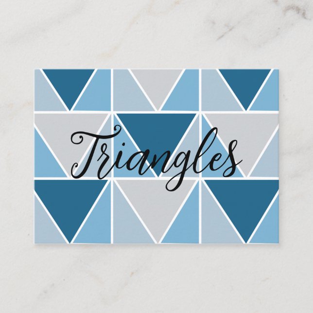 Blue Grey Geometric Triangles  Business Card (Front)