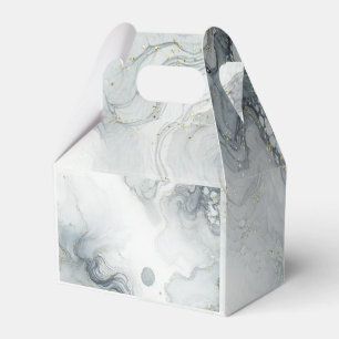 Blue Grey & Gold Beachy Watercolor Beach Wedding Favor Boxes