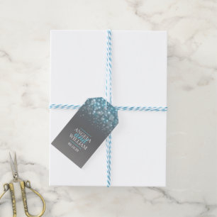 Blue grey graphic bubble wedding favor tags