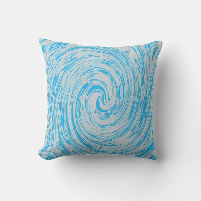 Blue Grey Gray Swirls Abstract Pattern Custom Outdoor Pillow (Front)