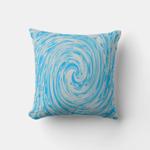 Blue Grey Gray Swirls Abstract Pattern Custom Throw Pillow