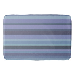Blue-grey horizontal stripes bathroom mat