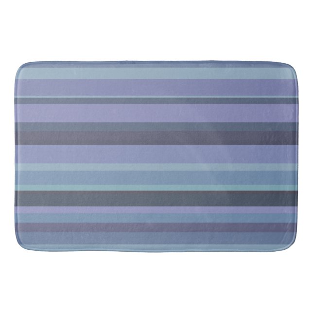 Blue-grey horizontal stripes bathroom mat (Front)