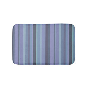 Blue-grey horizontal stripes bathroom mat