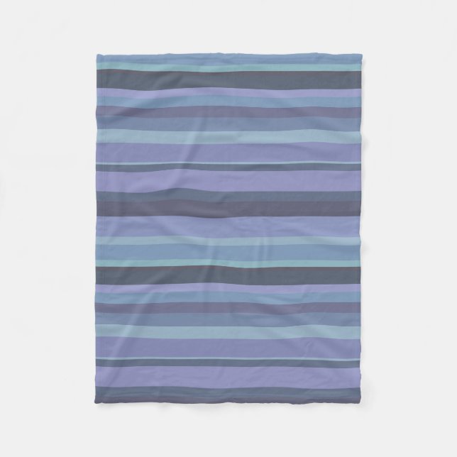 Blue-grey horizontal stripes fleece blanket (Front)