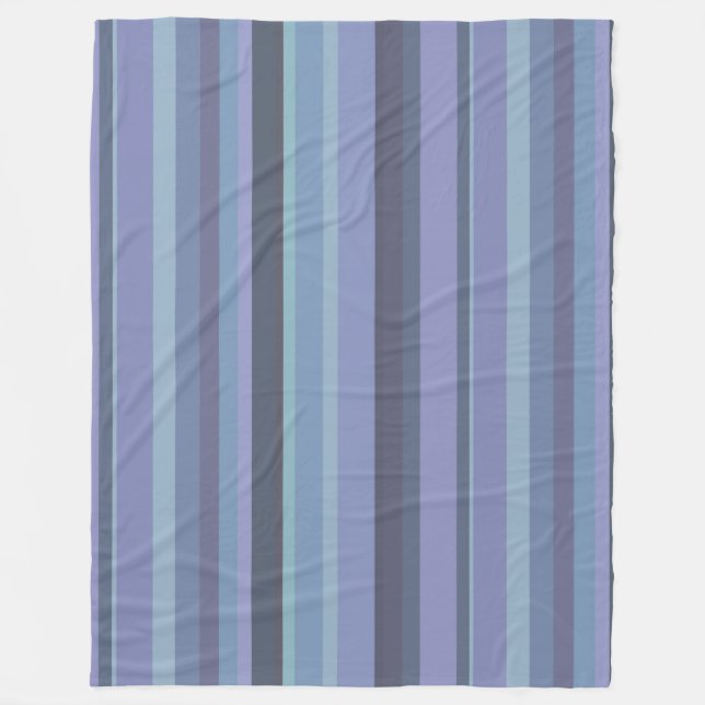 Blue-grey horizontal stripes fleece blanket (Front)