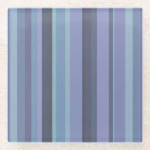 Blue-grey horizontal stripes glass coaster
