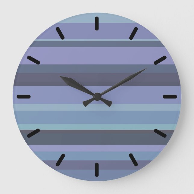 Blue-grey horizontal stripes large clock (Front)