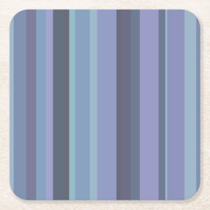 Blue-grey horizontal stripes square paper coaster