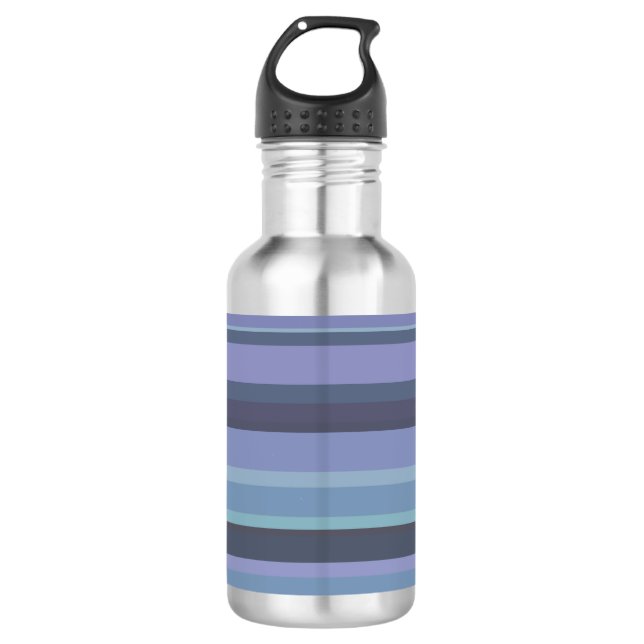 Blue-grey horizontal stripes water bottle (Front)