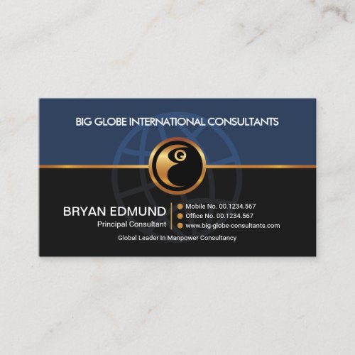 Blue Grey Layers Gold Line Motivational Trainer Business Card