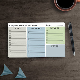 Blue Grey Man's Daily Planning Checklists Post-it Notes