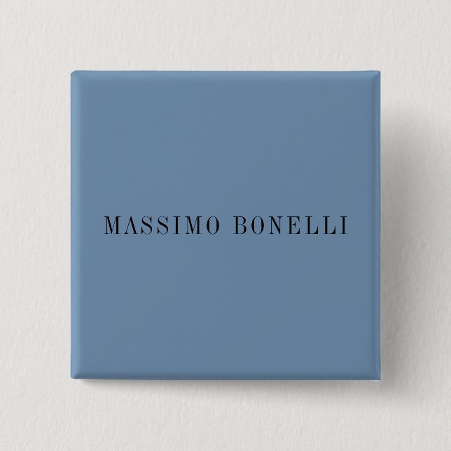 Blue Grey Minimalist Plain Legible Modern Button (Front)