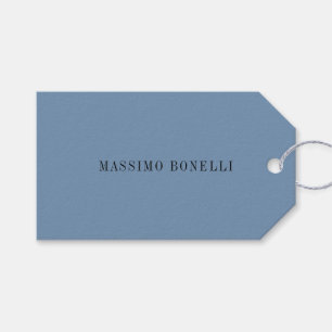 Blue Grey Minimalist Plain Legible Modern Gift Tags