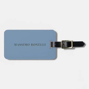 Blue Grey Minimalist Plain Legible Modern Luggage Tag