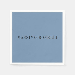Blue Grey Minimalist Plain Legible Modern Napkins