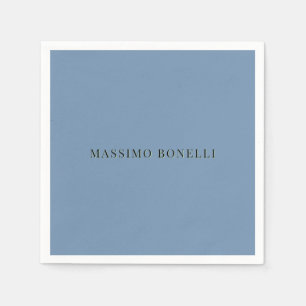 Blue Grey Minimalist Plain Legible Modern Napkins