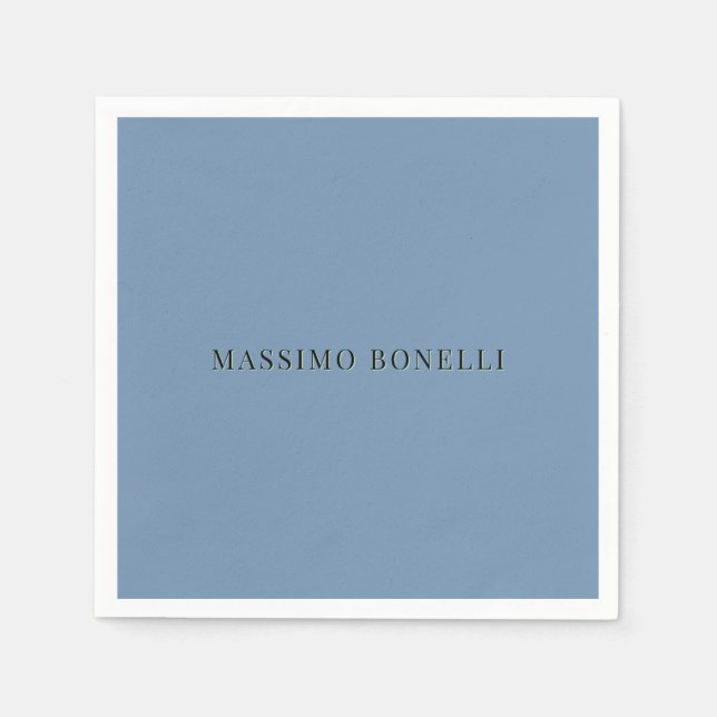 Blue Grey Minimalist Plain Legible Modern Napkins (Front)