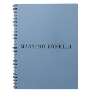 Blue Grey Minimalist Plain Legible Modern Notebook
