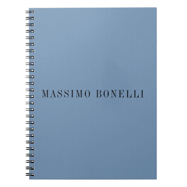 Blue Grey Minimalist Plain Legible Modern Notebook (Front)