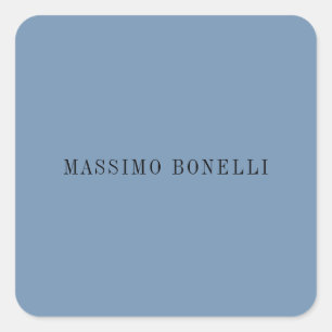 Blue Grey Minimalist Plain Legible Modern Square Sticker