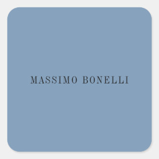 Blue Grey Minimalist Plain Legible Modern Square Sticker